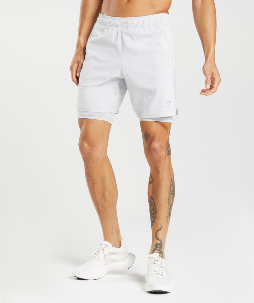 Men\'s Gymshark Aspect 2 In 1 Shorts White | CA 65378D